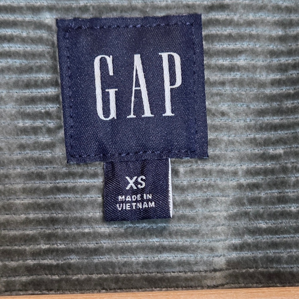 Gap Womens Corduroy Shirt Dress Oversized Gray Green XS Soft Longline Pockets - Picture 3 of 11